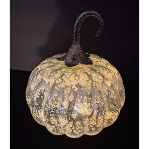 Mercury Glass Pumpkin Decoration With Silver & Gold Finish 7" Tall Made In India